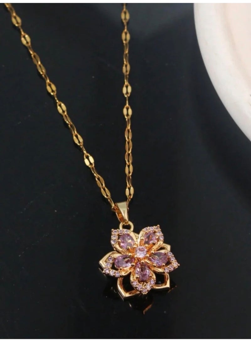 Elegance Trendy & High Quality Stainless Steel Gold Plated Necklace For Women - Image 3