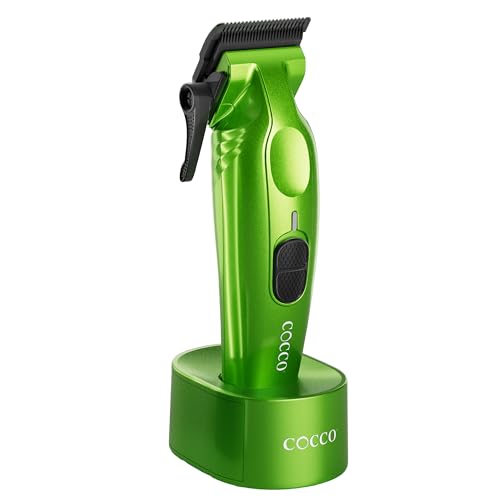 Cocco Hyper Veloce Pro Clipper, Digital Gap Ambassador Graphene Taper Blade Professional Hair Clippers, High-Torque BLDC Motor, All-Metal, Cordless, Charging Station Included, Green - Image 1
