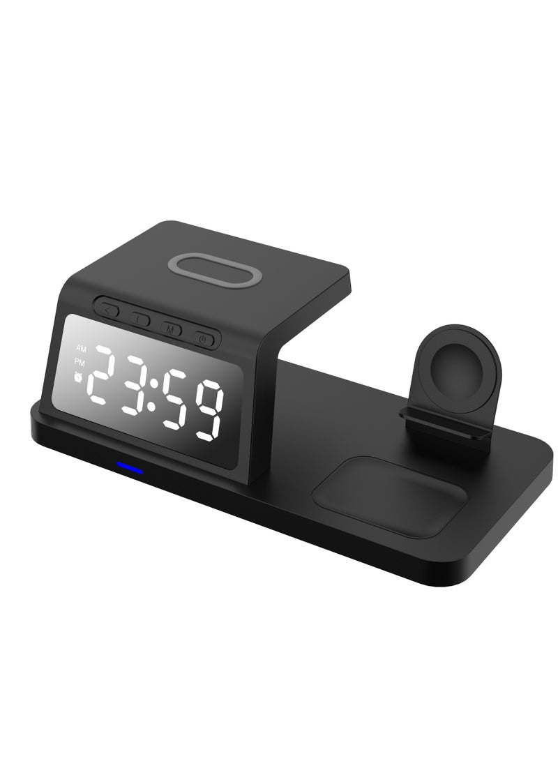 Alarm Clock with Fast Wireless Charging Station for iPhone 16/15/14/13/12 All Series & AirPods & iWatch & Samsung/Huawei/Xiaomi（Black）  - Image 3