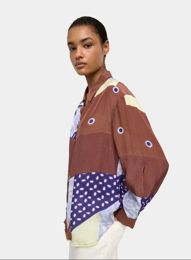 PARFOIS Brown Printed fluid shirt for Women | Best Price UAE