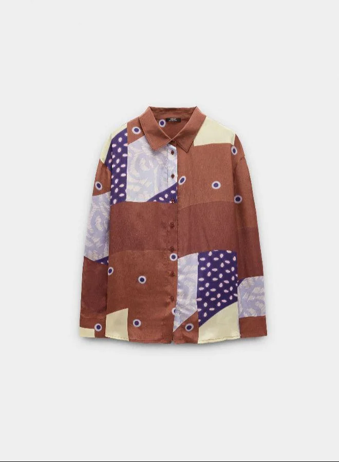 PARFOIS Brown Printed fluid shirt for Women | Best Price UAE