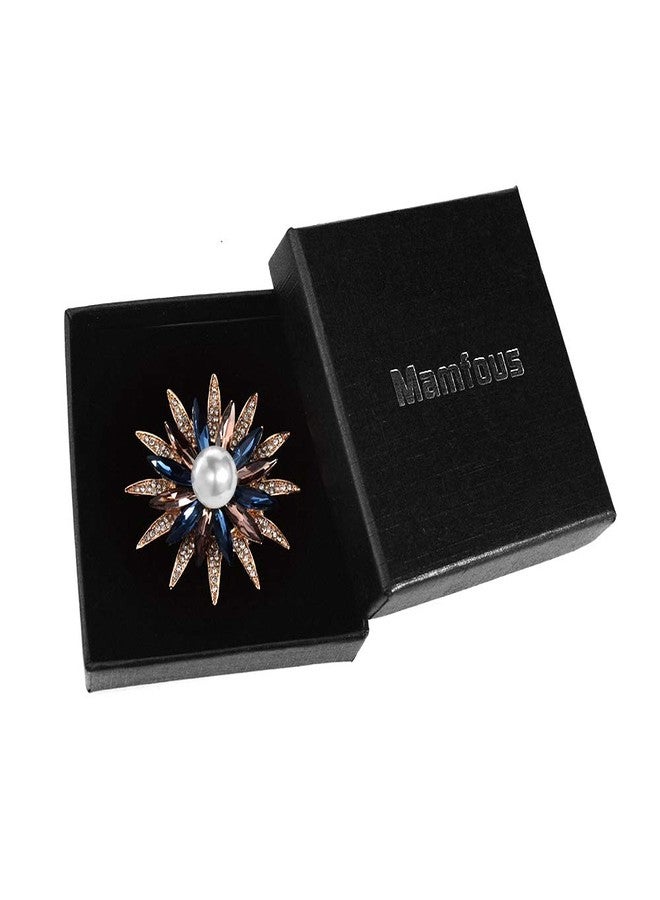 Mamfous Rose Gold Austrain Crystal Geometry Flower Brooch for Women with Simulated Pearl Bouquet Jewelry Accessories (rose gold) - Image 3