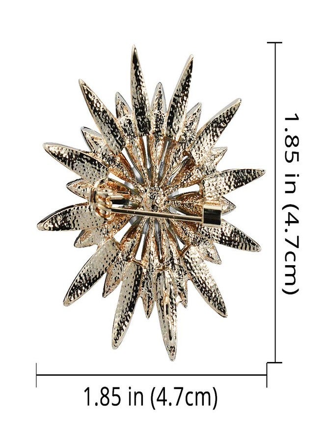 Mamfous Rose Gold Austrain Crystal Geometry Flower Brooch for Women with Simulated Pearl Bouquet Jewelry Accessories (rose gold) - Image 2