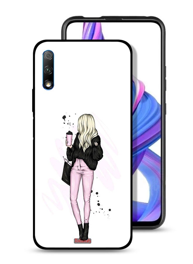 Tolwak Honor 9X (China) Protective Case Cover Girl Holding Coffee Cup Art - Image 1