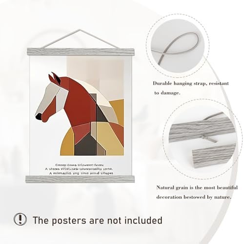 Artmag Magnetic Poster Hanger Frame, 8x10 8x12 8x24 Light Wood Wooden Magnet Canvas Artwork Print Poster Hangers Frames Hanging Kit (Grey, 8") - Image 2