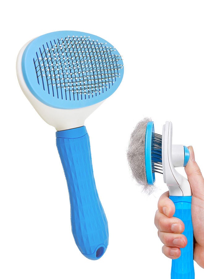 S-Color Cat Grooming Brush Self Cleaning Slicker Brushes for Dogs Cats Pet Brush Tool Gently Removes Loose Undercoat Mats Tangled Hair Massage-Self Suitable for Pets with Long or Short Hair Blue - Image 1