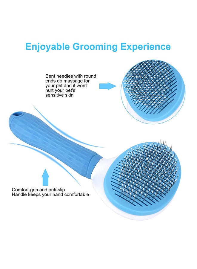 S-Color Cat Grooming Brush Self Cleaning Slicker Brushes for Dogs Cats Pet Brush Tool Gently Removes Loose Undercoat Mats Tangled Hair Massage-Self Suitable for Pets with Long or Short Hair Blue - Image 2