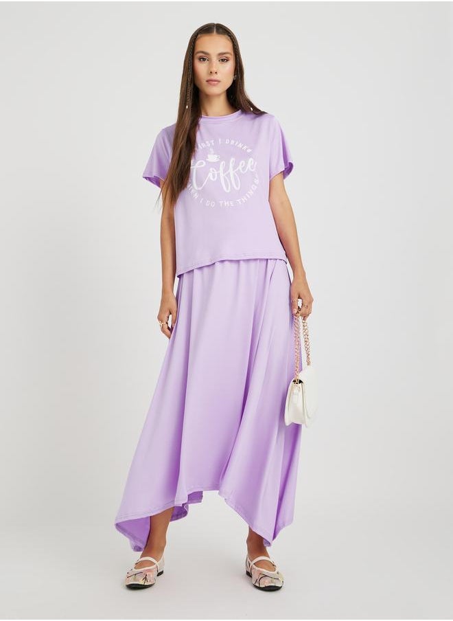 Take Two Take Two Slogan Printed T-Shirt and Skirts Co-Ords  - Image 1