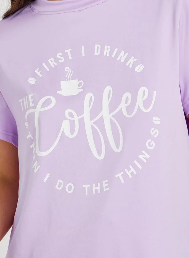 Take Two Take Two Slogan Printed T-Shirt and Skirts Co-Ords