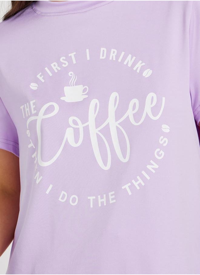 Take Two Take Two Slogan Printed T-Shirt and Skirts Co-Ords  - Image 3