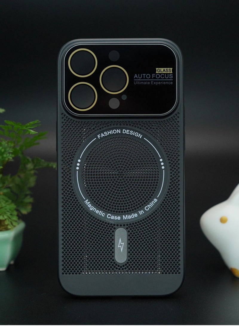 Color Fans جراب MagSafe لحماية العدسات وتبديد الحرارة لهاتف iPhone 14 Pro Max، أسود - Image 4