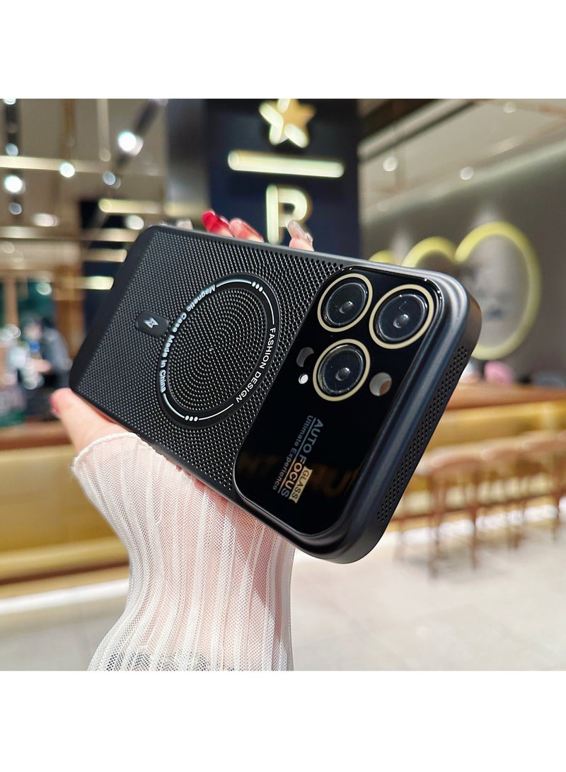 Color Fans جراب MagSafe لحماية العدسات وتبديد الحرارة لهاتف iPhone 14 Pro Max، أسود - Image 2