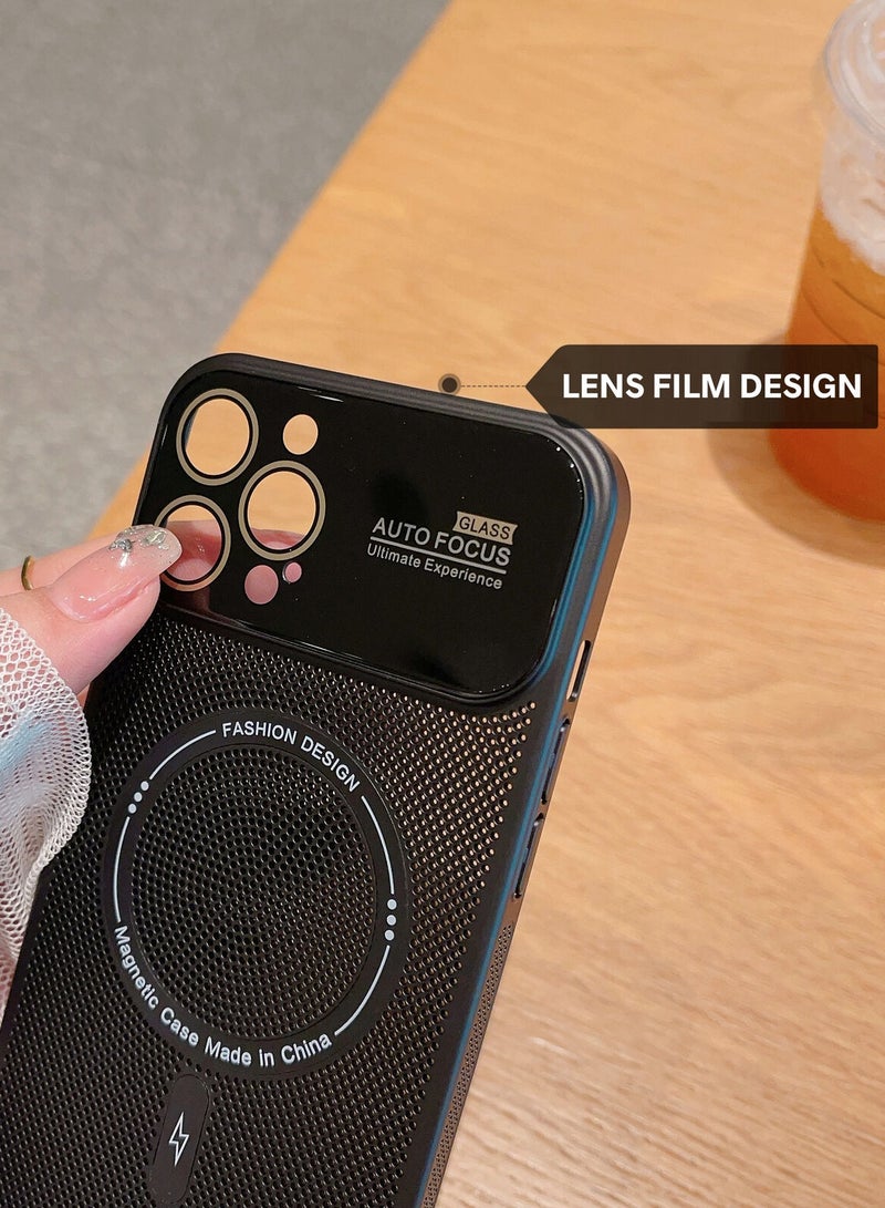 Color Fans جراب MagSafe لحماية العدسات وتبديد الحرارة لهاتف iPhone 14 Pro Max، أسود - Image 3