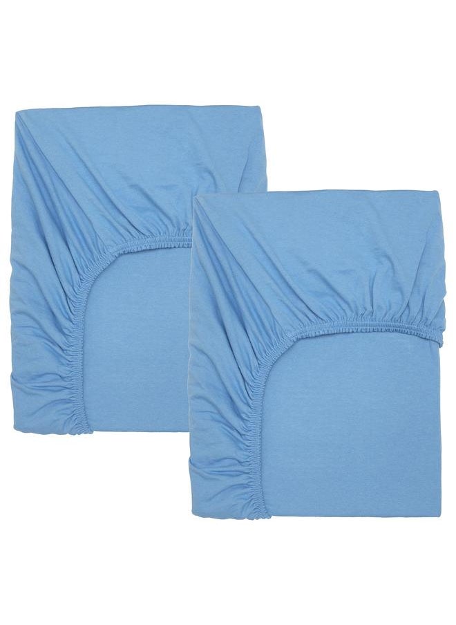 Generic Fitted sheet for cot, light blue, 60x120 cm  - Image 1