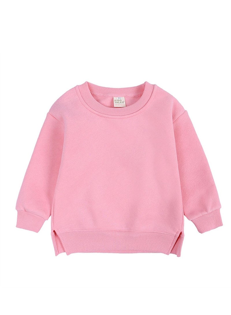 KIDS TALES تي شيرت بألوان صلبة بياقة دائرية وأكمام طويلة للأطفال