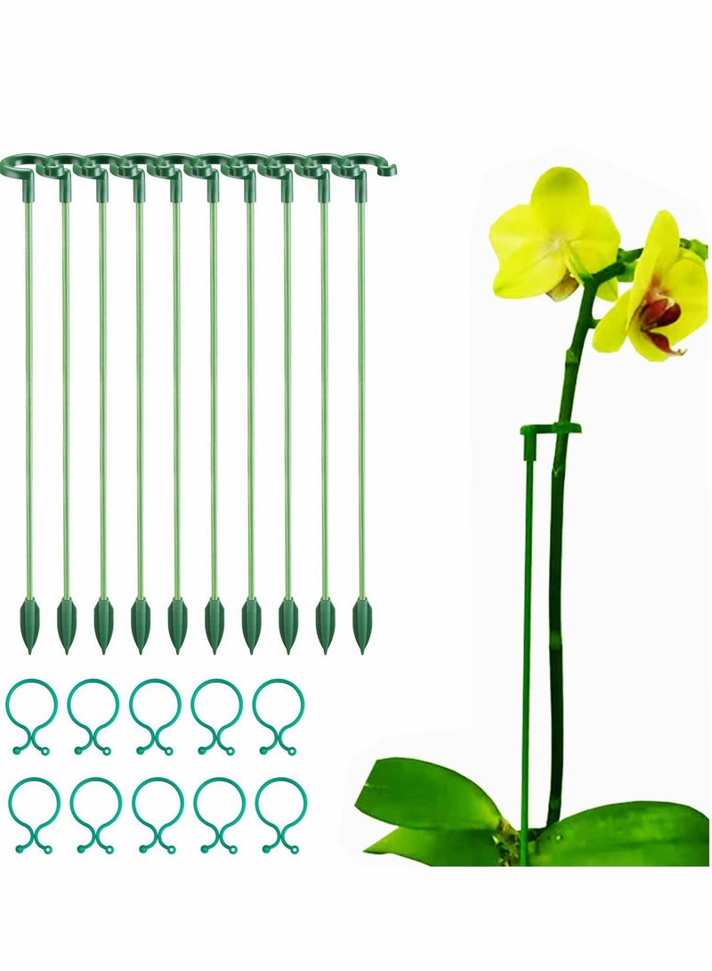 NIBEMINENT Plant Stakes for Indoor Plants 10Pcs 15 Inch Support Stakes, Garden Single Stem Flower Amaryllis Cage Rings with 10 pcs Clips Tomato Orchid Lily Peony Rose  - Image 1