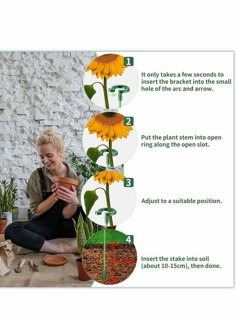 NIBEMINENT Plant Stakes for Indoor Plants 10Pcs 15 Inch Support Stakes, Garden Single Stem Flower Amaryllis Cage Rings with 10 pcs Clips Tomato Orchid Lily Peony Rose  - Image 4