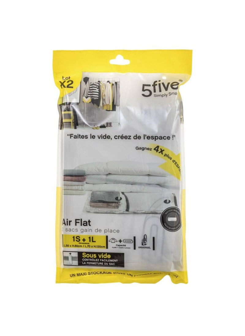 5five Polyethylene Air Flat Vacuum Bag 120 X 70 X 2.5cm 2 Pieces 