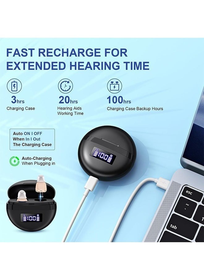 Generic - Hearing Aids, Invisible Magnetic Assistive Listening Devices, Contact Charging Box with LED Power Display (Black) - Image 1