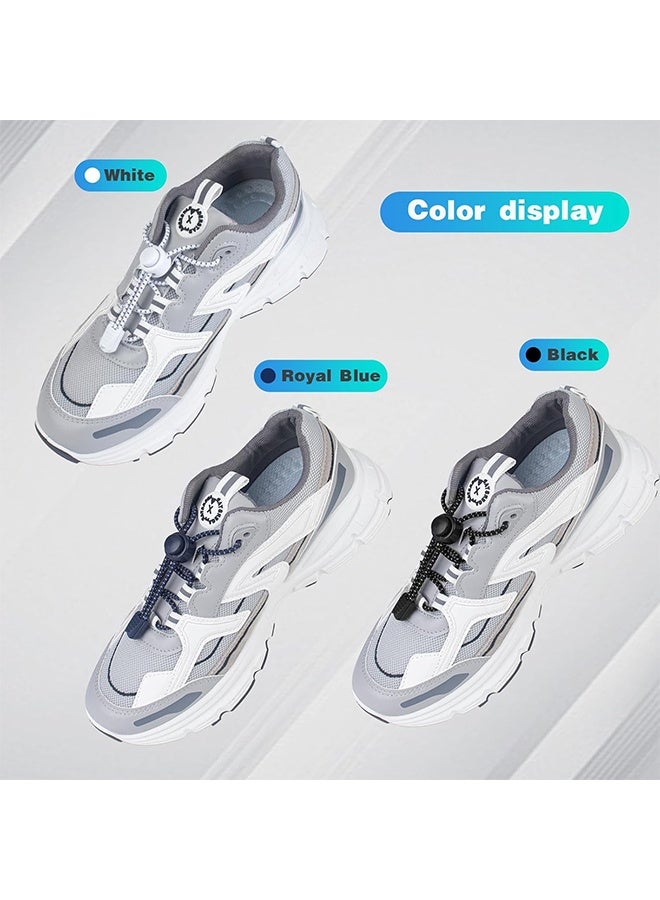 اتش واي 3 أزواج من أربطة الأحذية بدون ربطة عنق ، أربطة أحذية مرنة عاكسة ، أربطة أحذية سريعة التحرير ، مناسبة للبالغين والأطفال (أسود أبيض أزرق ملكي) - Image 3