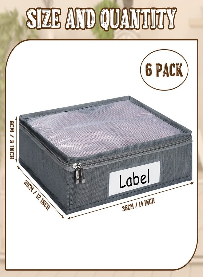 Panelee 6 Pcs 14 x 12 x 3 Inch Sweater Storage Bags Easy Gliding Zippered Sweater Bag Sweater Organizer Closets Under the Bed Zippered Storage Bags with Label Pocket to Avoid Dust Dirt (Gray) - Image 2