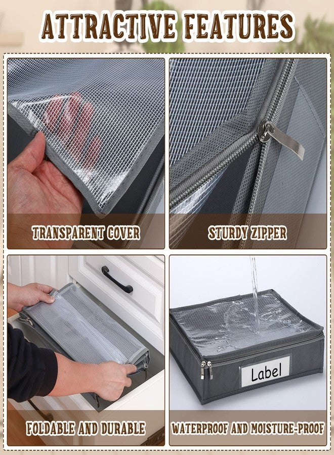 Panelee 6 Pcs 14 x 12 x 3 Inch Sweater Storage Bags Easy Gliding Zippered Sweater Bag Sweater Organizer Closets Under the Bed Zippered Storage Bags with Label Pocket to Avoid Dust Dirt (Gray) - Image 3
