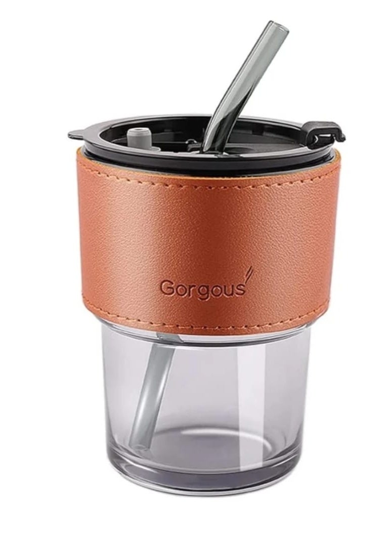 Gorgous Glass cup with straw and lid - Image 1