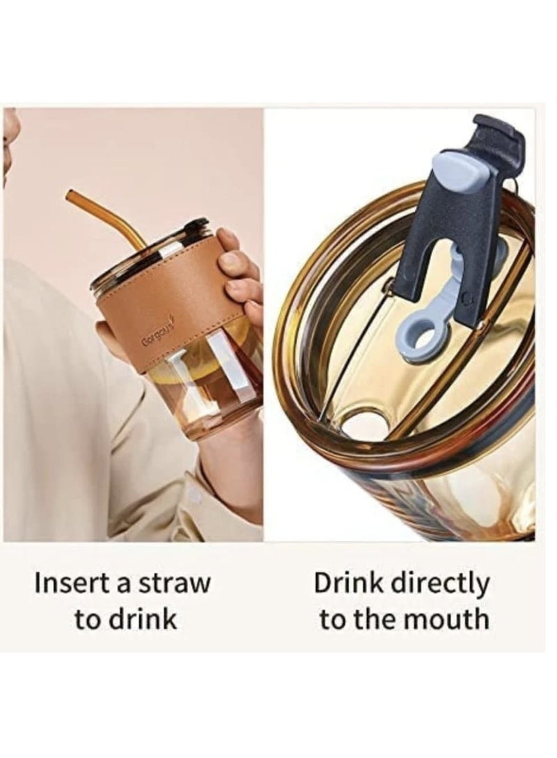 Gorgous Glass cup with straw and lid - Image 2