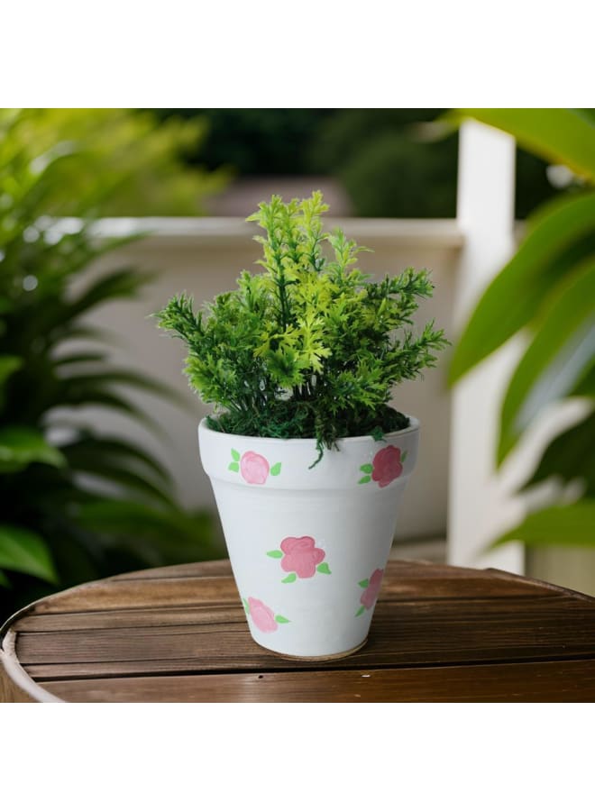 Handnade artificial plant pot - white - 18*10 cm