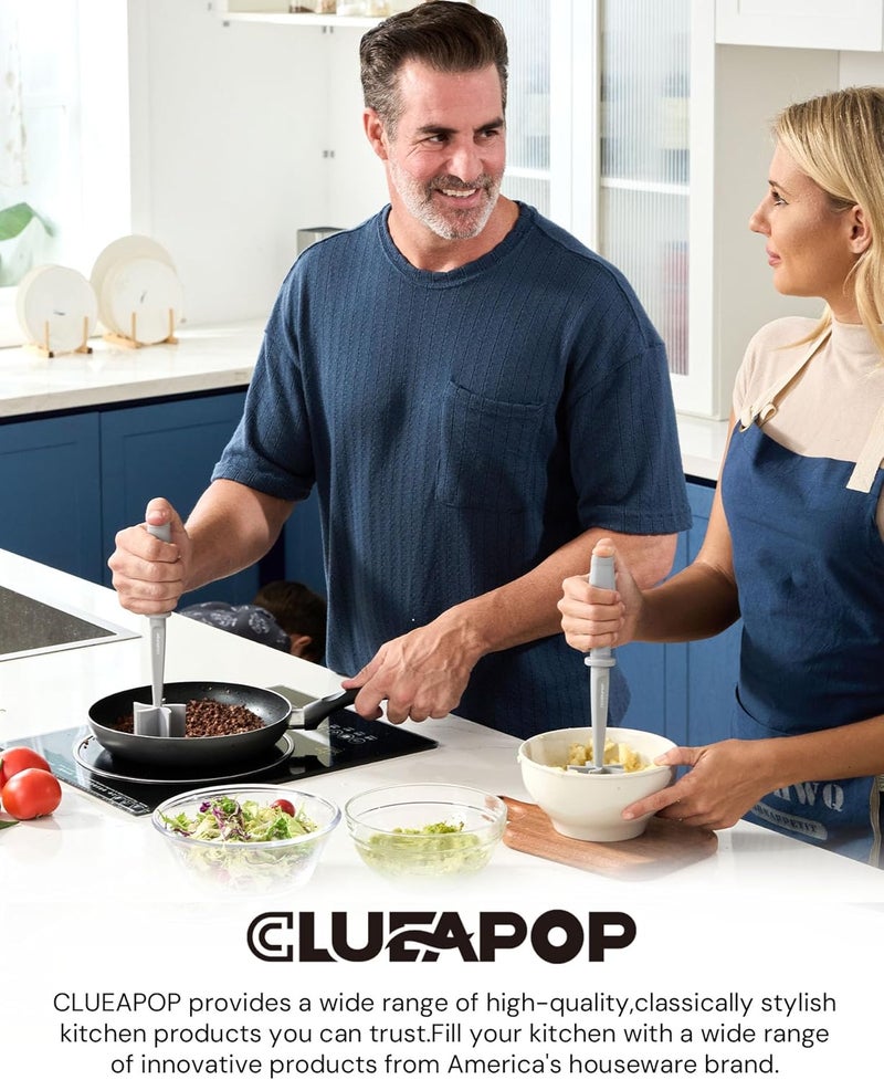 CLUEAPOP مفرمة لحم مميزة للحمة المفرومة - هراسة لحم مقاومة للحرارة - أدوات ومعدات المطبخ - هراسة لحم مفروم - مفرمة همبرغر غير لاصقة - طهي اللحم المفروم بسهولة - Image 2
