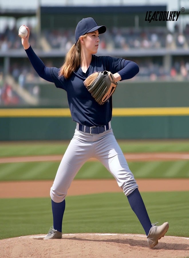 LEACOOLKEY Baseball Belt and Socks Softball Belt Socks Combo Set for Adult Men Women Navy Blue - Image 3