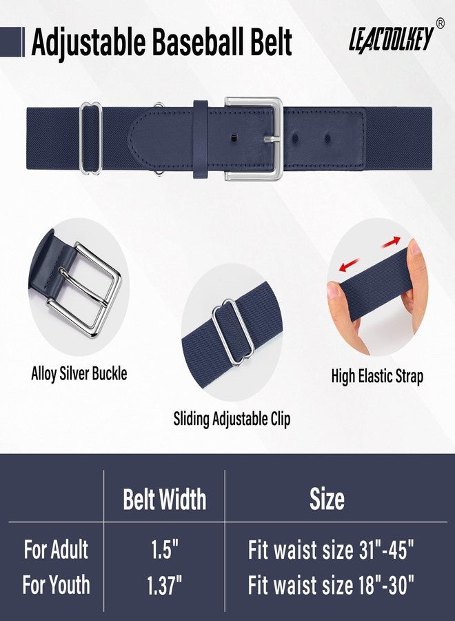 LEACOOLKEY Baseball Belt and Socks Softball Belt Socks Combo Set for Adult Men Women Navy Blue - Image 4