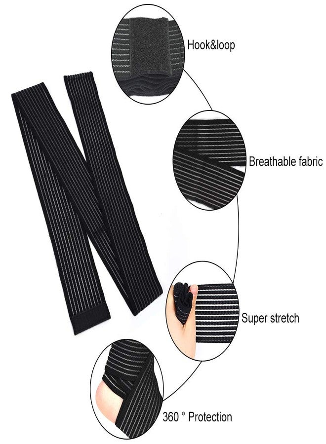 TIMA 2 Pack Nonslip Breathable Ankle Brace with Compression Wrap Support, Knee Brace Compression Bandage Wraps for Men Women Cross Training Gym Workout, Fitness & Powerlifting One Size, Black - Image 3