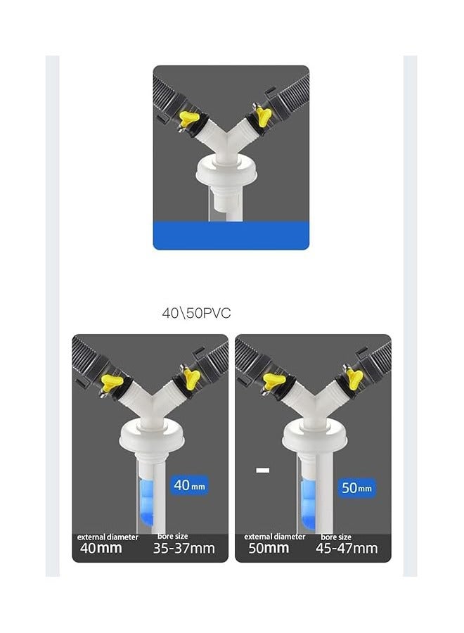 Unewshi Washing Machine Double Outlet Connector, 3-Way Sewer/Floor Drain Joint, Y-Shaped Diagonal Tee with Accessories Downpipe floor drain three-way joint, Washing machine drain pipe double water outlet dual-purpose three-way two-in-one (Trident) - Image 4
