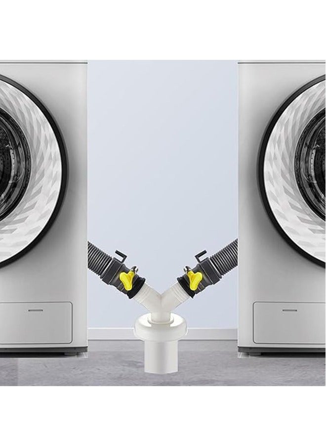 Unewshi Washing Machine Double Outlet Connector, 3-Way Sewer/Floor Drain Joint, Y-Shaped Diagonal Tee with Accessories Downpipe floor drain three-way joint, Washing machine drain pipe double water outlet dual-purpose three-way two-in-one (Trident) - Image 3