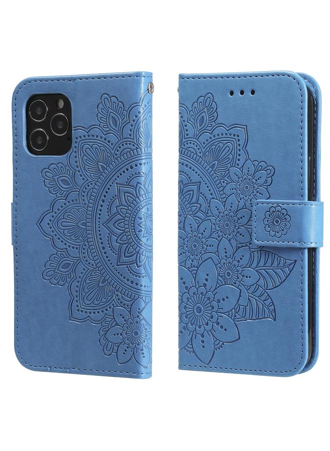 Zaboon Case For iPhone 12 Pro Max 7-petal Flowers Embossing Pattern Horizontal Flip PU Leather Case with Holder & Card Slots & Wallet & Photo Frame - Image 1