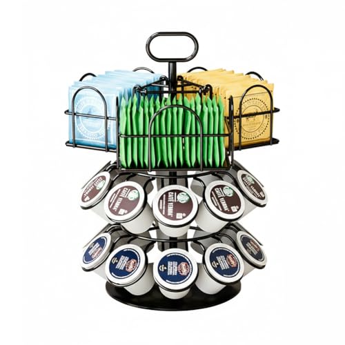 Chemlliy K Cup Coffee Pods Holder Rotatable Coffee Pod Stands for 20 Pods 60 Tea Bags Coffee Pod Organizer Carousel for Countertop - Image 1