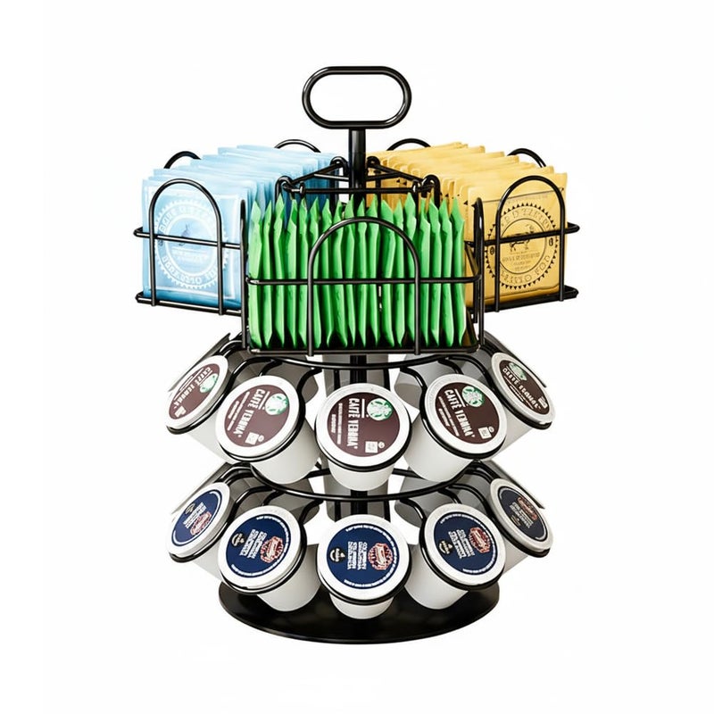 Chemlliy K Cup Coffee Pods Holder Rotatable Coffee Pod Stands for 20 Pods 60 Tea Bags Coffee Pod Organizer Carousel for Countertop - Image 2