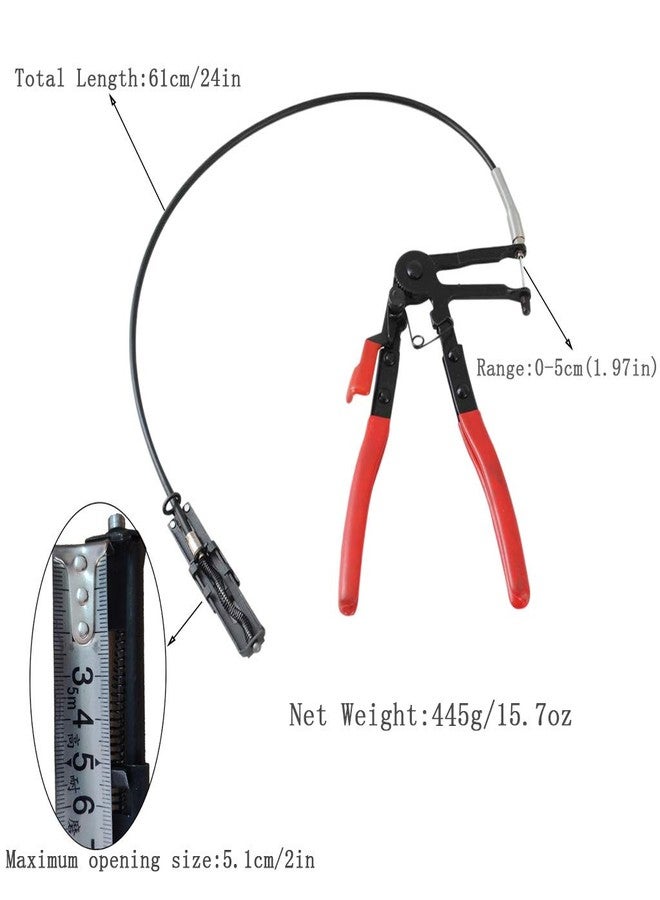 ESreake Cable-Type Remote Flexible Hose Clamp Pliers,24" Bendable Spring Loaded Hose Clamp Plie Use in narrow locations for Car Fuel Oil Water Pipe Repair Tools (Cable-Type Hose Pliers) - Image 2