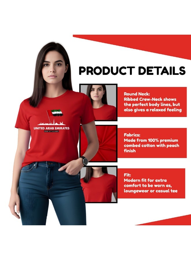 UAE Celebration T-Shirt For Women-Printed Design Short Sleeve Top Tee For Celebrations Day,School Events,&Holidays-Comfortable And Stylish T-Shirt - Image 4