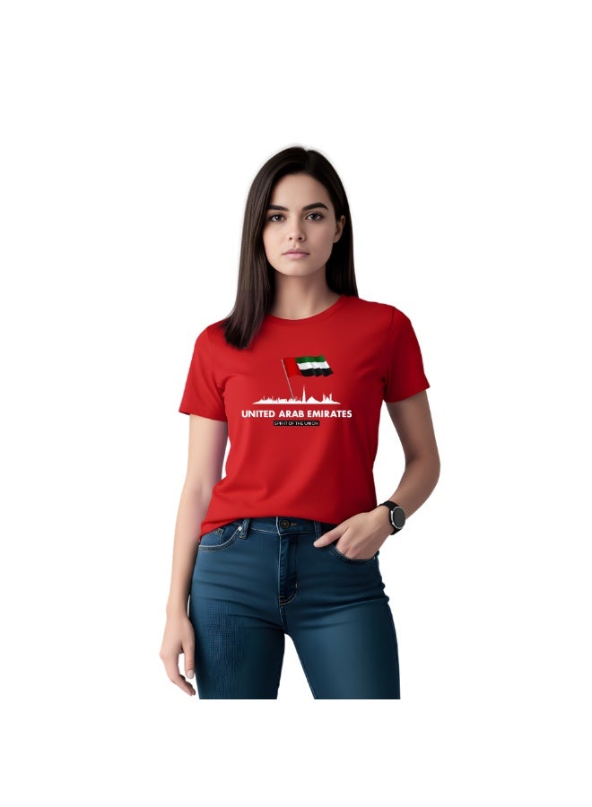 UAE Celebration T-Shirt For Women-Printed Design Short Sleeve Top Tee For Celebrations Day,School Events,&Holidays-Comfortable And Stylish T-Shirt - Image 1