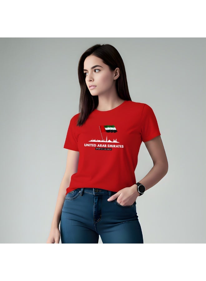 UAE Celebration T-Shirt For Women-Printed Design Short Sleeve Top Tee For Celebrations Day,School Events,&Holidays-Comfortable And Stylish T-Shirt - Image 3