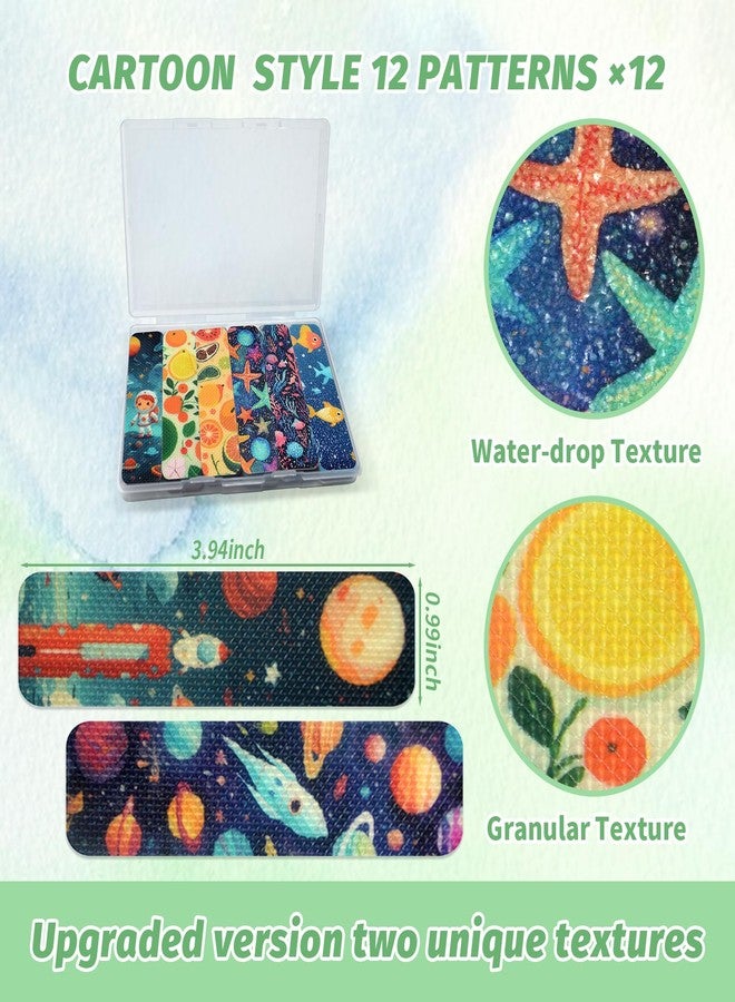 TOEMUR 72 Pieces Calm Strips Anxiety Sensory Stickers with Storage Box 2 Textured Surface Adhesives Fidget Strips for Office & Classroom Desk Relieve Adult & Teen Stress（Cartoon） - Image 2