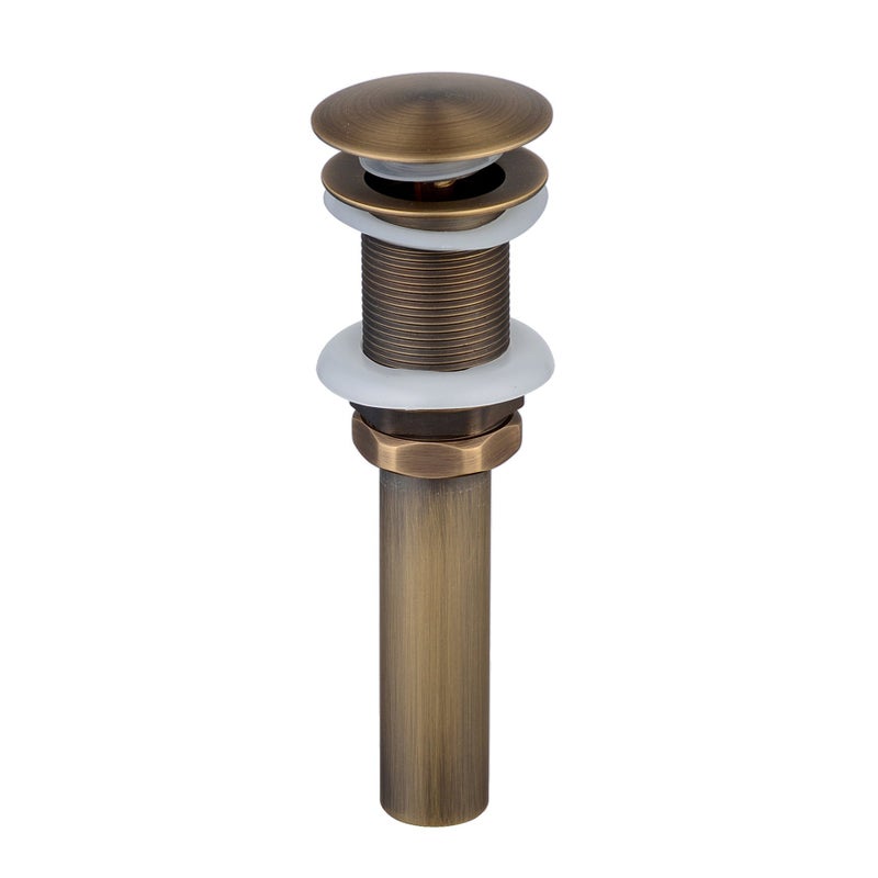 Beelee Bathroom Sink Drains Pop Up Drain with Overflow for Vanity Vessel Sinks Without Overflow Antique Brass FinishBLDW9440A