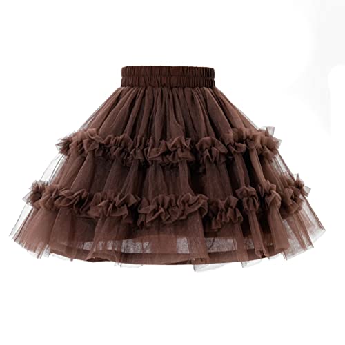 Ashken Toddler Baby Girl Tutu Tulle Layered Ruffle Skirt for Little Gig Girls 6 Months-10T Coffee - Image 2