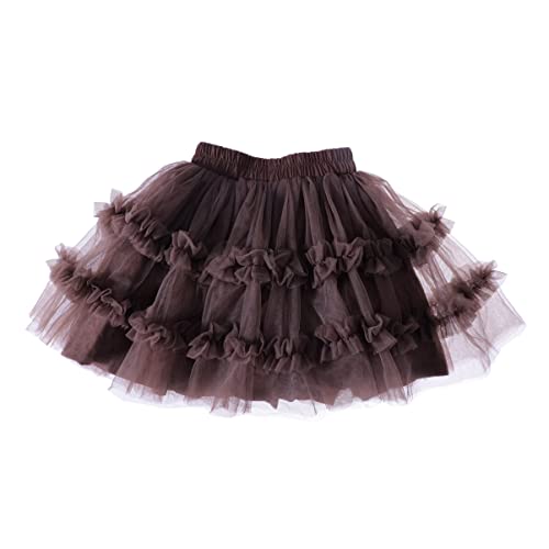 Ashken Toddler Baby Girl Tutu Tulle Layered Ruffle Skirt for Little Gig Girls 6 Months-10T Coffee - Image 3