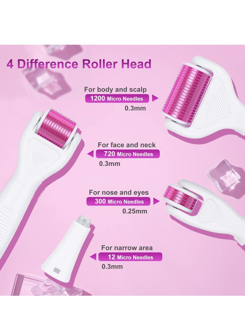 Excefore Derma Roller Kit for Face and Body, Microneedling Roller Titanium for Women and Men Skincare, 0.25mm Microneedle Dermaroller with 5 Replaceable Heads and Storage Case - Image 3