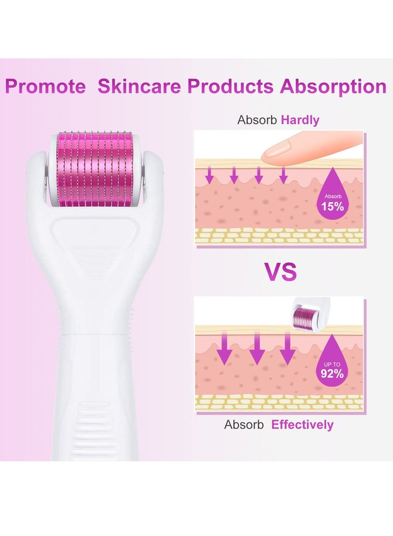 Excefore Derma Roller Kit for Face and Body, Microneedling Roller Titanium for Women and Men Skincare, 0.25mm Microneedle Dermaroller with 5 Replaceable Heads and Storage Case - Image 4