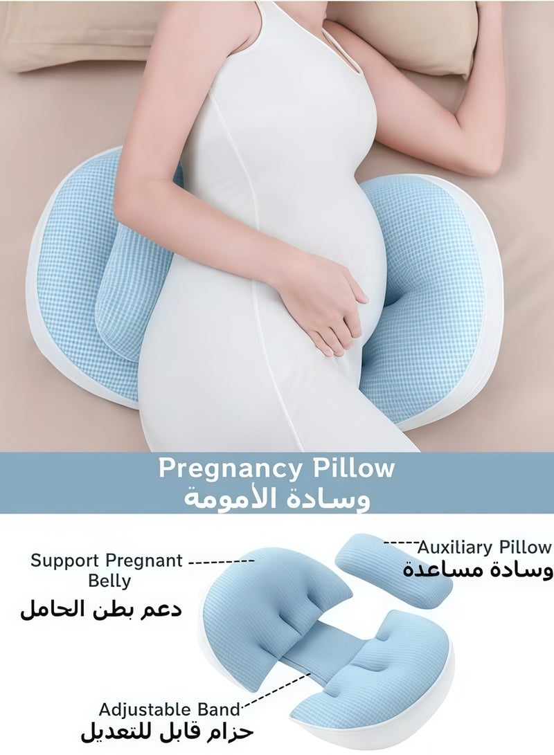 لقد تغيرت وسادة حمل، وسادة دعم للأمومة، وسادة للجسم، وسادة حمل للنوم، واقي للخصر + وسادة إضافية، عرض قابل للتعديل، شكل مريح، تأثير رغوة الذاكرة، تدعم البطن دون ترهل، غطاء قابل للإزالة والغسل، راحة وتخفيف آلام الظهر، تدعم الظهر والساقين والبطن والأرداف للنساء الحوامل (أزرق) - Image 1