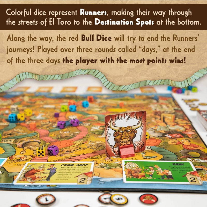 Calliope Games Running with the Bulls - Dice & Board Game - For Game Night - 2-6 Players - Image 4